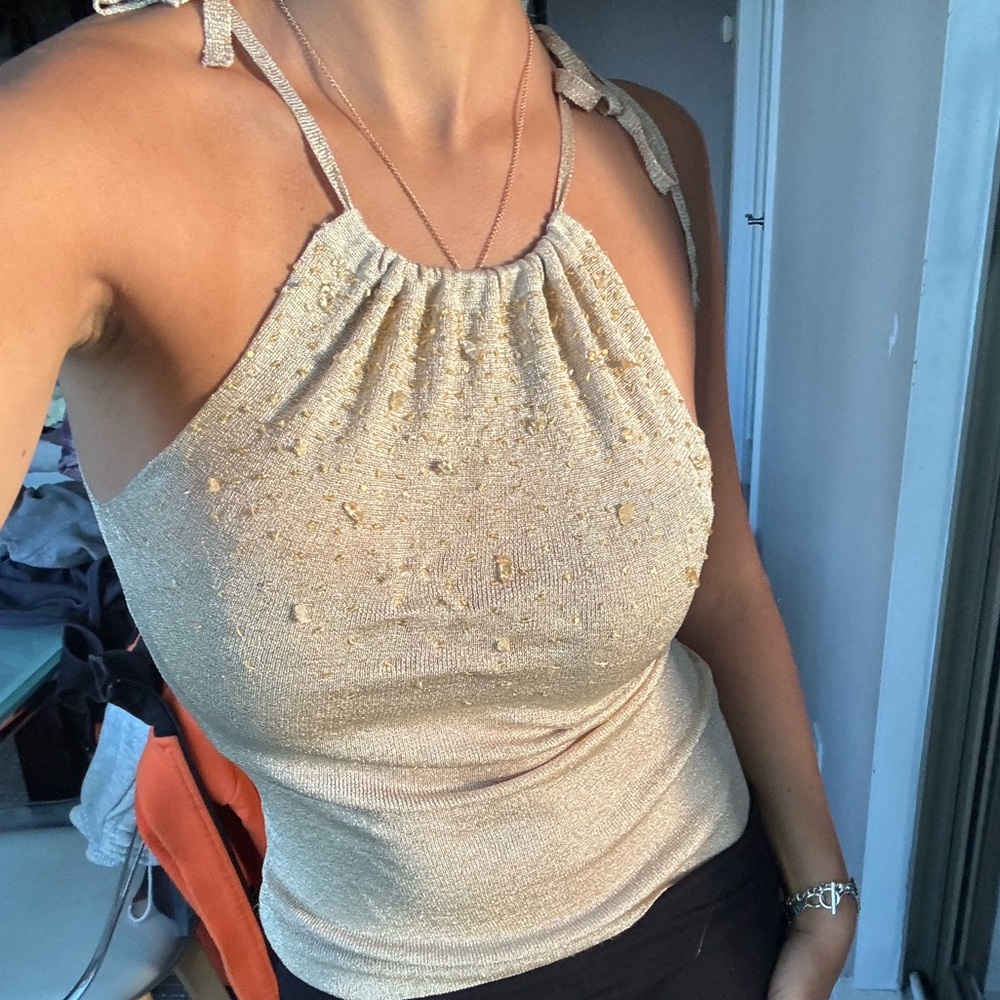 gold sequin top